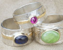 Silver and gold rings by Ruth Praill