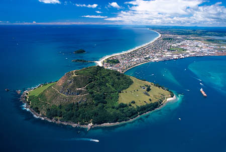 Mount Maunganui & Tauranga Harbour, North Island, New Zealand  - aerial 