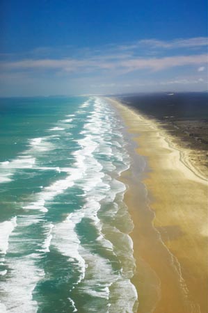 Ninety Mile Beach, Northland, North Island, New Zealand - aerial 