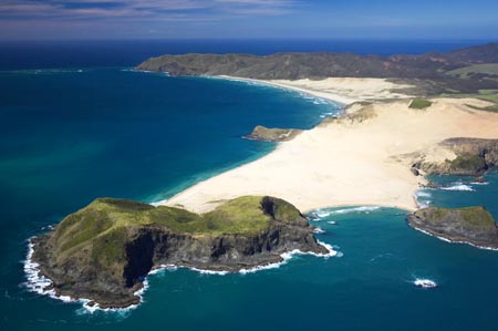 Cape Maria van Diemen, near Cape Reinga, Far North, Northland, North Island, New Zealand - aerial 