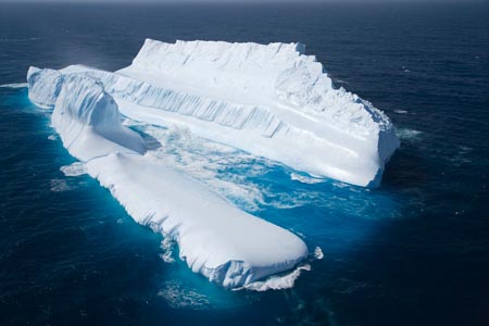 Iceberg 100km east of Dunedin, South Island, New Zealand - aerial  
