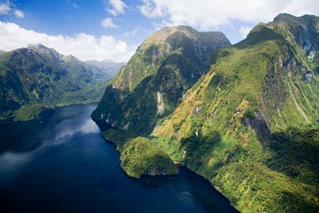 Hall Arm, Doubtful Sound, Fiordland National Park, South Island, New Zealand - aerial 