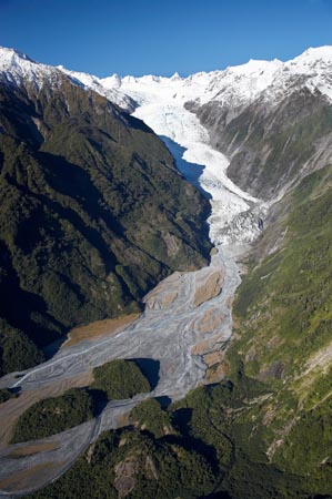Franz Josef Glacier, West Coast, South Island, New Zealand - aerial 