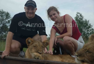 Clare and Arnaud with Lions