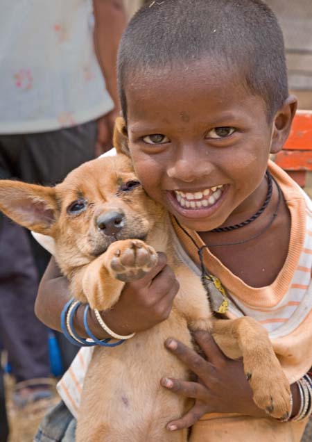 Mysore Market boy with dog