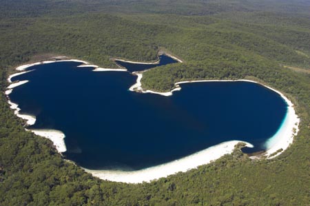 Lake McKenzie, Fraser Island, Queensland, Australia - aerial 