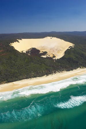 Seventy Five Mile Beach, Fraser Island, Queensland, Australia - aerial 