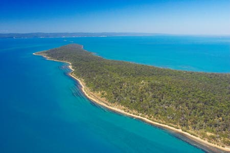 Big Woody Island and Great Sandy Straits, Queensland, Australia - aerial 