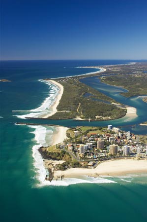 Coolangatta, Queensland (and Tweed Heads, New South Wales), Australia - aerial 