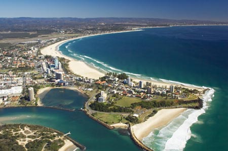 Tweed River and Tweed Heads, New South Wales (and Coolangatta, Queensland), Australia - aerial 