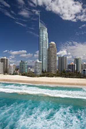 Q1 Skyscraper, Surfers Paradise, Gold Coast, Queensland, Australia - aerial