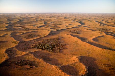 Dune Patterns near Uluru / Ayers Rock, Uluru - Kata Tjuta National Park, World Heritage Area, Northern Territory, Australia - aerial 