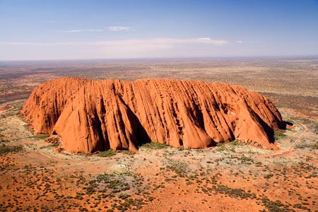 Uluru / Ayers Rock, Uluru - Kata Tjuta National Park, World Heritage Area, Northern Territory, Australia - aerial 