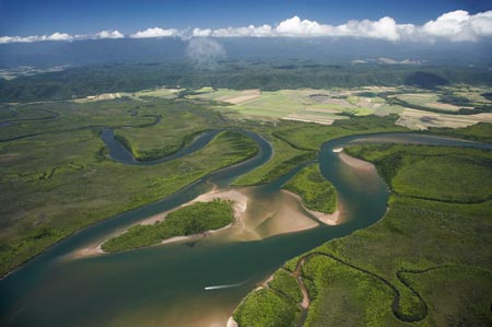 Daintree River, Daintree National Park (World Heritage Area), North Queensland, Australia - aerial 