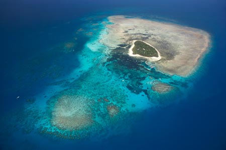 Green Island, Great Barrier Reef Marine Park, North Queensland, Australia - aerial 