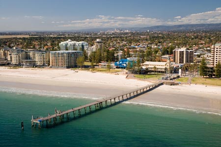 Pier, Glenelg, Adelaide, South Australia, Australia - aerial 