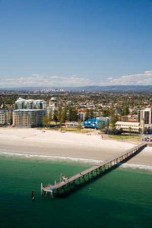 Pier, Glenelg, Adelaide, South Australia, Australia - aerial 