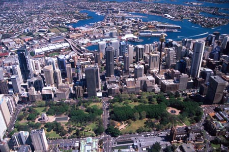 Hyde Park & Sydney CBD, Australia - aerial 