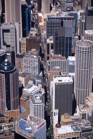 Pitt St & Sydney CBD, Sydney, Australia - aerial 