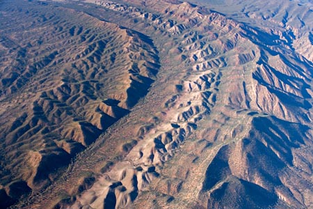 ABC Range (left), Heysen Range (right) and Wilpena Pound (top right), Flinders Ranges, South Australia, Australia - aerial 