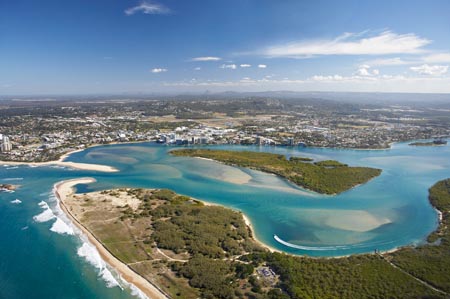 Maroochy River, Maroochydore, Sunshine Coast, Queensland, Australia - aerial