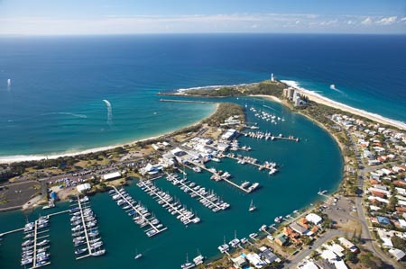 Marina, Mooloolah River, Mooloolaba, Sunshine Coast, Queensland, Australia - aerial