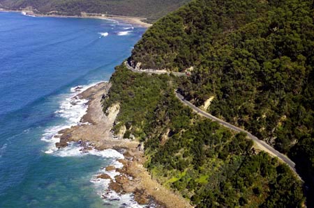 
Great Ocean Road near Lorne, Victoria, Australia - aerial 
