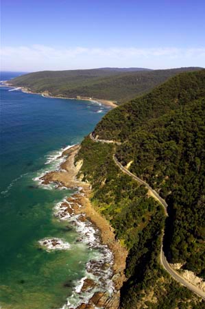 Great Ocean Road near Lorne, Victoria, Australia - aerial 