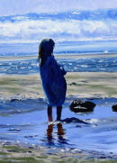 Girl watching incoming tide