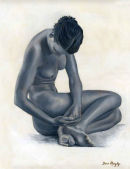 Nude girl sitting.

