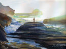 Sun Haze Trebarwith Strand Framed 54cm x 44cm
