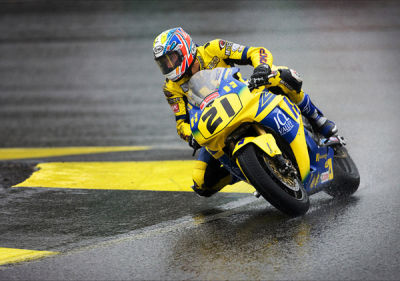 Racer in the rain