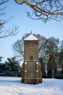 The Water tower or Pigeonery in the Medieval Village in Abington Park.  
