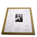 Oak frame with pre-wedding portrait and signed mount