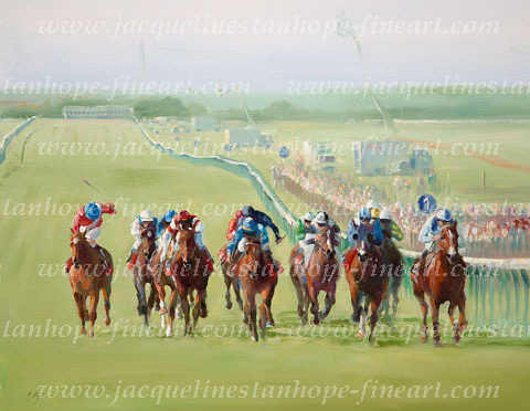 Racing on the Rowley Mile, Newmarket.