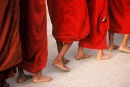 Monks collecting alms, Bagan, Burma