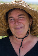 Georgian grape picker wearing straw hat, Telavi, Georgia