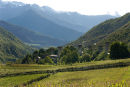 View of Medieval towers and mountains, Lenjeri, Svaneti, High Caucuses, Georgia