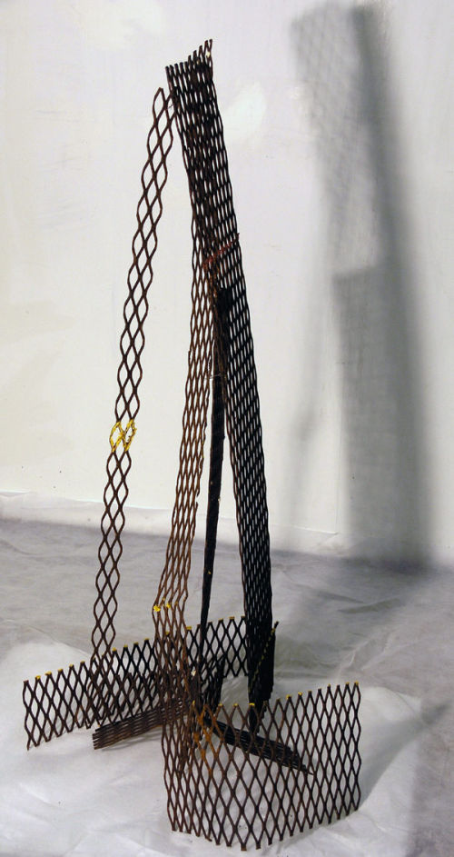 Buildings that might fall, rusted metal and oils, 2008