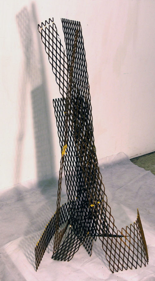 Buildings that might fall, rusted metal and oils, 2008