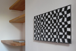 Op Squares piece as a wall hanging