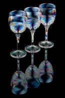 Three wine glasses full reflection