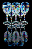 Five wine glasses full reflection