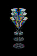 Three stacked cocktail glasses