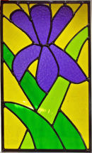 Stained glass flower panel by Beryl Brown.