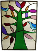 Stained glass panel by Duncan Marshal.