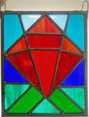 Stained glass panel by Margaret Parker.