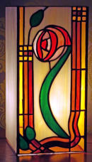 Tiffany stained glass box lamp by Peter Morrell