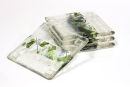 Clear and green speckled fused glass coaters