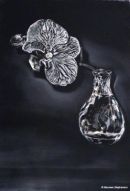VASE WITH ORCHIDCharcoal Drawing